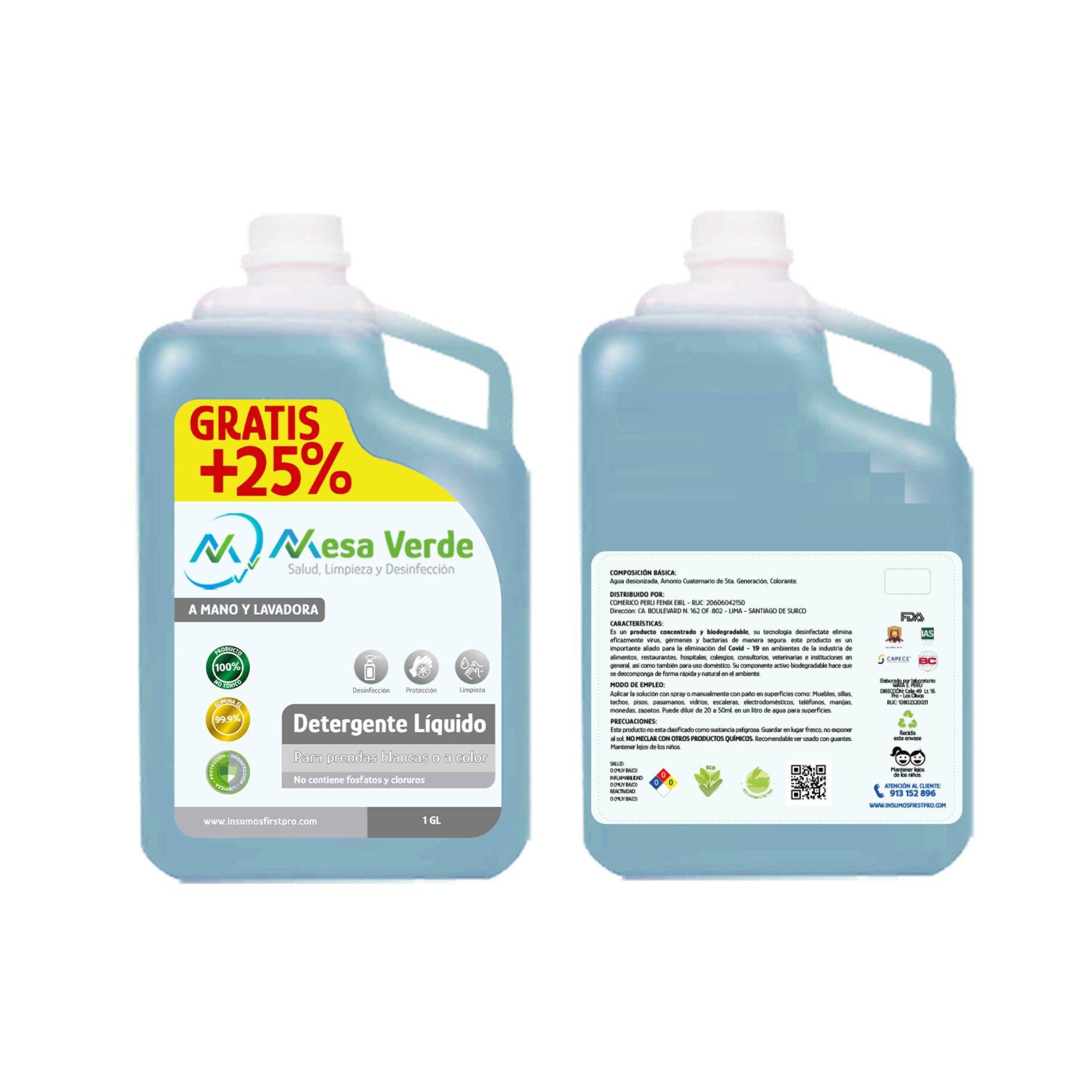DETERGENTE LIQUIDO PARA ROPA CON ANVERSO 1GL